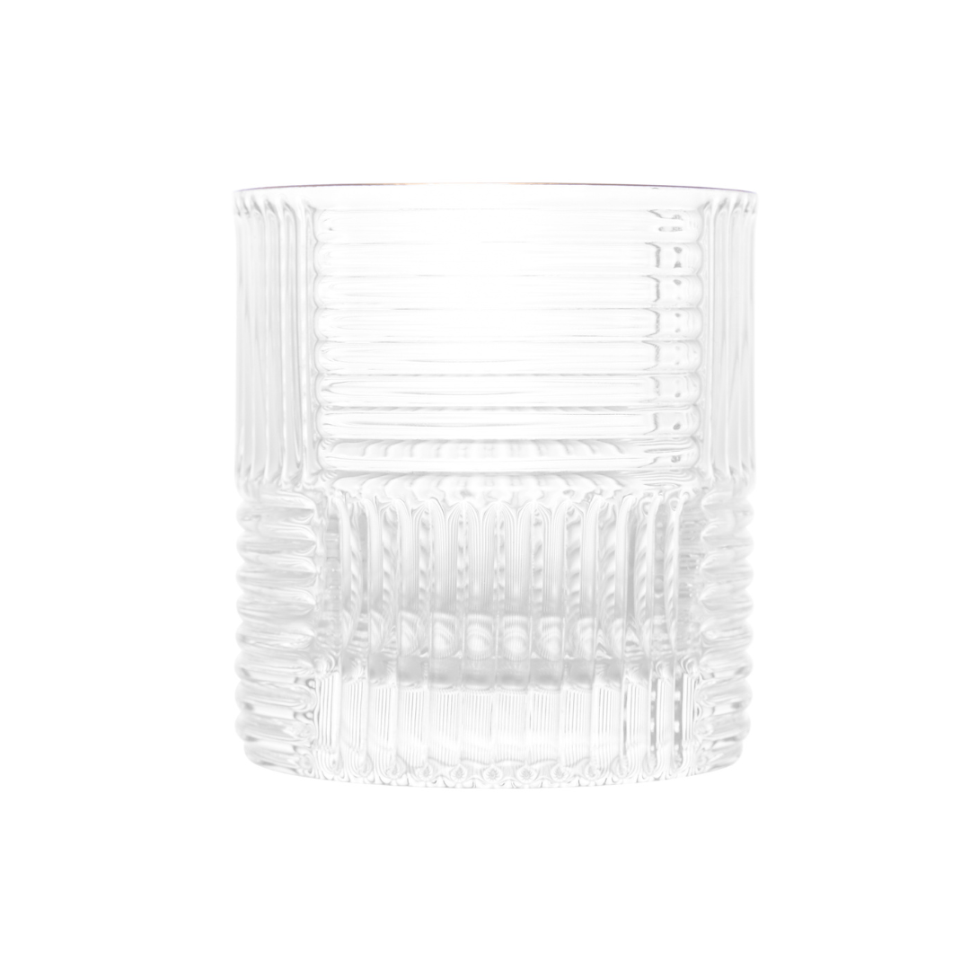 Jogo 2 Copos Baixos Whisky Chess de Vidro com Borda Dourada 320ml - Ela Decora