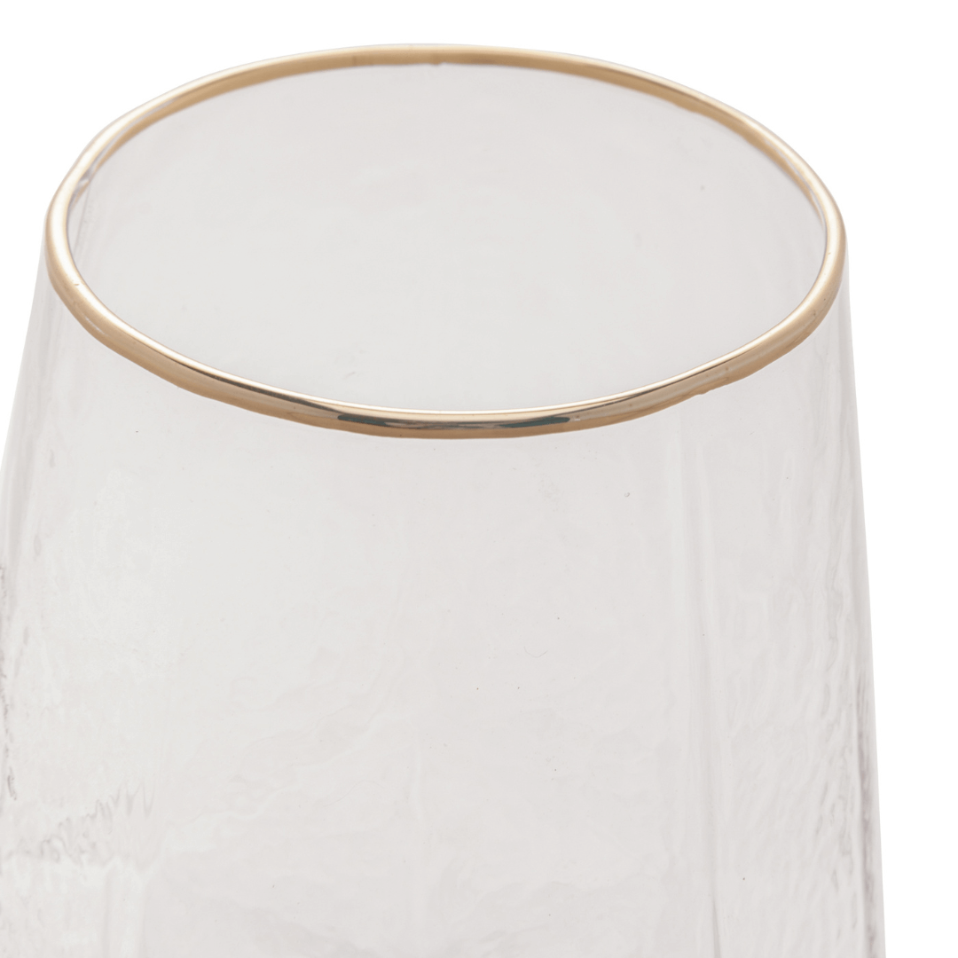 Jogo 2 Copos Baixos Whisky em Cristal com Borda Dourada 550ml - Ela Decora