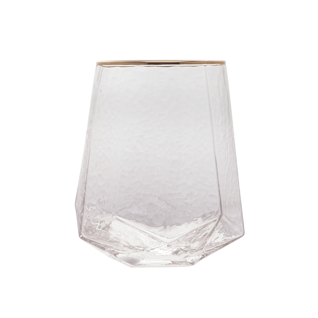 Jogo 2 Copos Baixos Whisky em Cristal com Borda Dourada 550ml - Ela Decora
