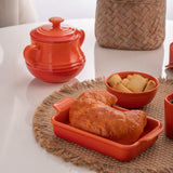 Jogo 2 Mini Bowls de Cerâmica Retrô Laranja 10cm - Ela Decora