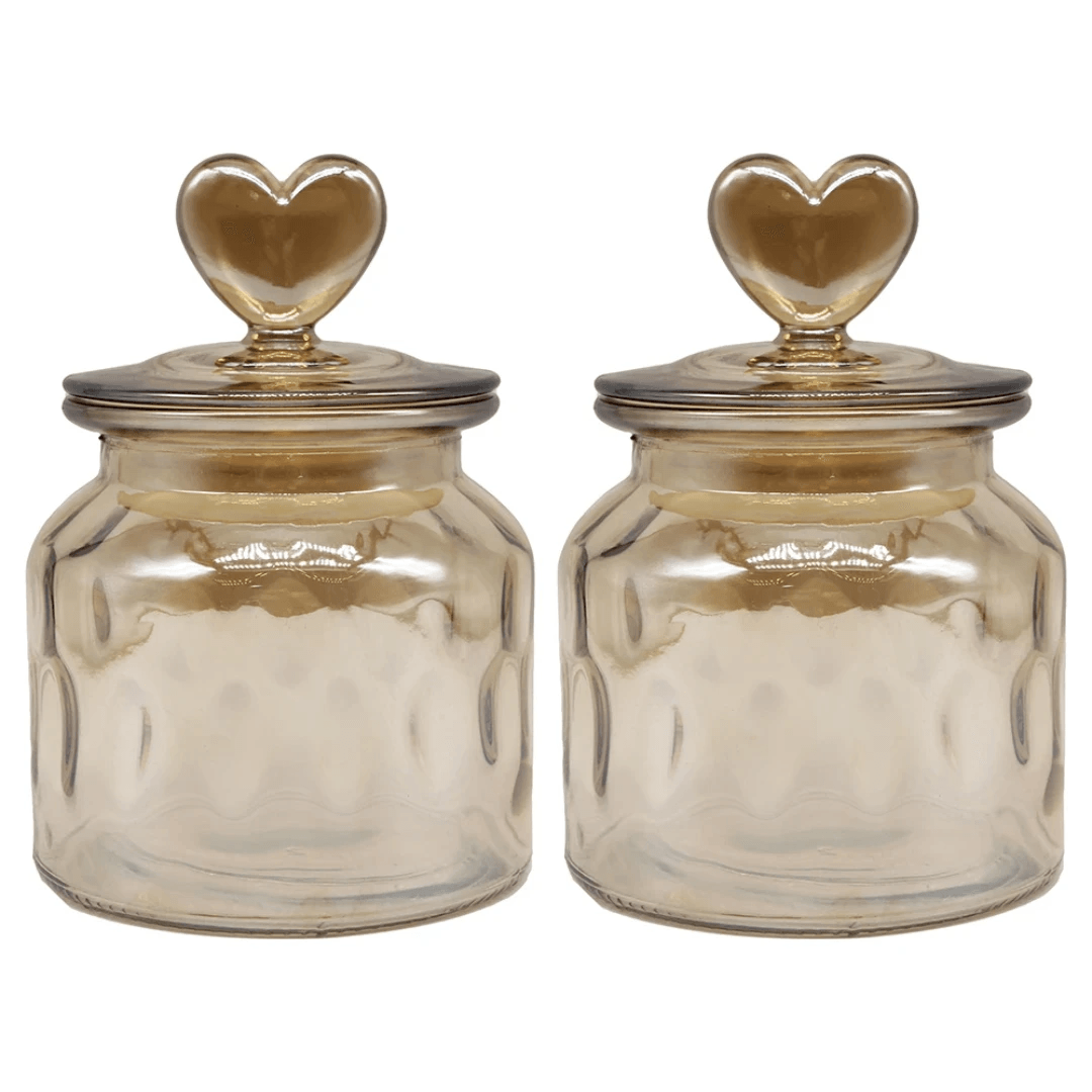 Jogo 2 Porta Mantimentos Old Fashion com Tampa em Vidro 650ml - Ela Decora