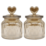 Jogo 2 Porta Mantimentos Old Fashion com Tampa em Vidro 650ml - Ela Decora