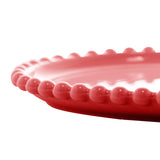 Jogo 2 Pratos em Porcelana Coração Beads Vermelho 20cm - Ela Decora