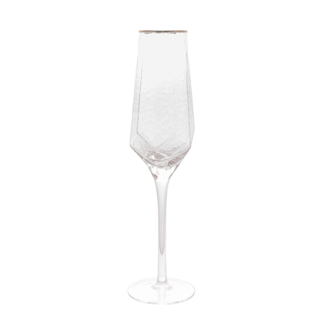 Jogo 2 Taças para Champanhe em Cristal de Chumbo com Borda Dourada 300ml - Ela Decora