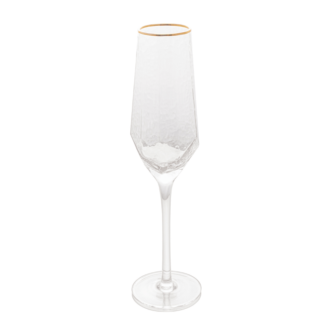 Jogo 2 Taças para Champanhe em Cristal de Chumbo com Borda Dourada 300ml - Ela Decora