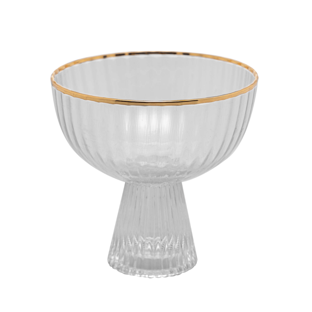 Jogo 2 Taças para Sobremesa Cristal com Fio de Ouro 200ml Lines - Ela Decora