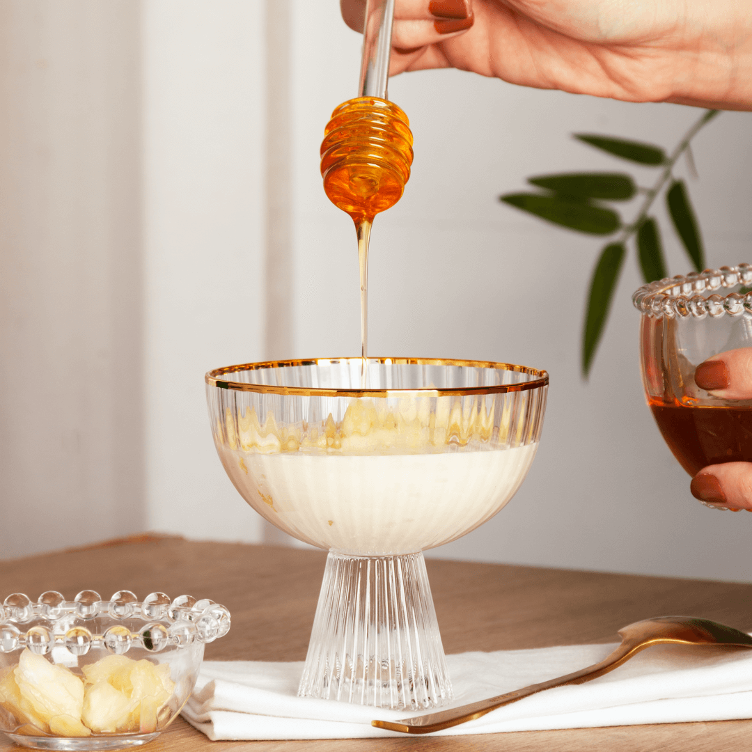 Jogo 2 Taças para Sobremesa Cristal com Fio de Ouro 200ml Lines - Ela Decora