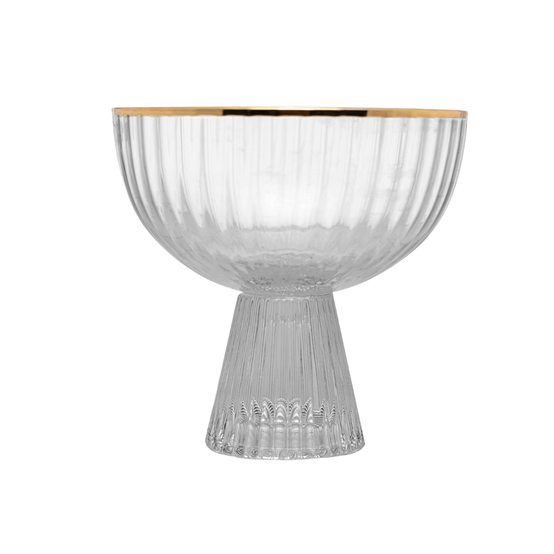 Jogo 2 Taças para Sobremesa Cristal com Fio de Ouro 200ml Lines - Ela Decora
