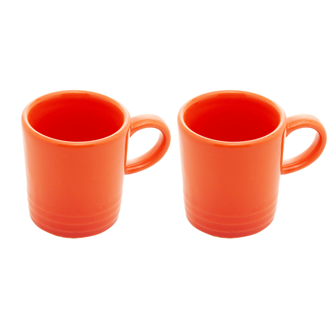Jogo 2 Xícaras de Café Cerâmica Retrô Laranja 100ml - Ela Decora