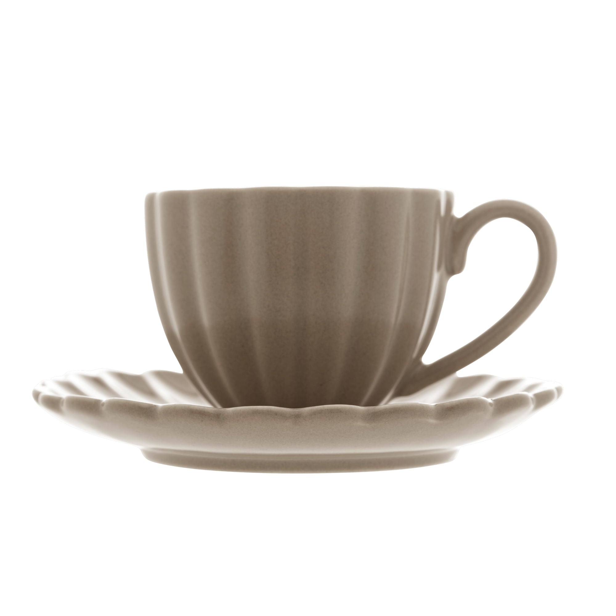 Jogo 2 Xícaras de Café com Pires de Porcelana Petala Areia Matt 90ml - Ela Decora