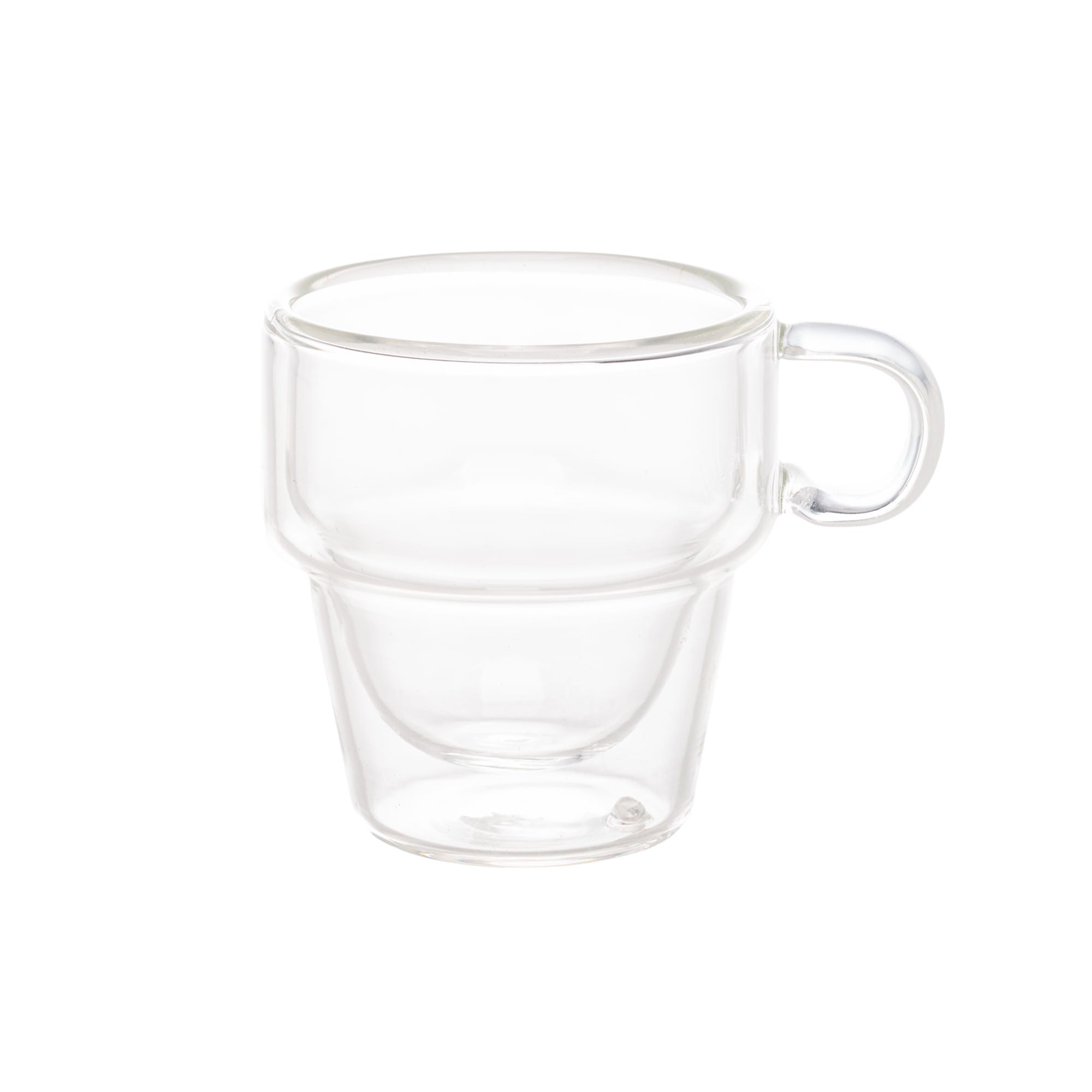Jogo 2 Xícaras de Café Empilhável Parede Dupla Vidro Borossilicato 90ml - Ela Decora