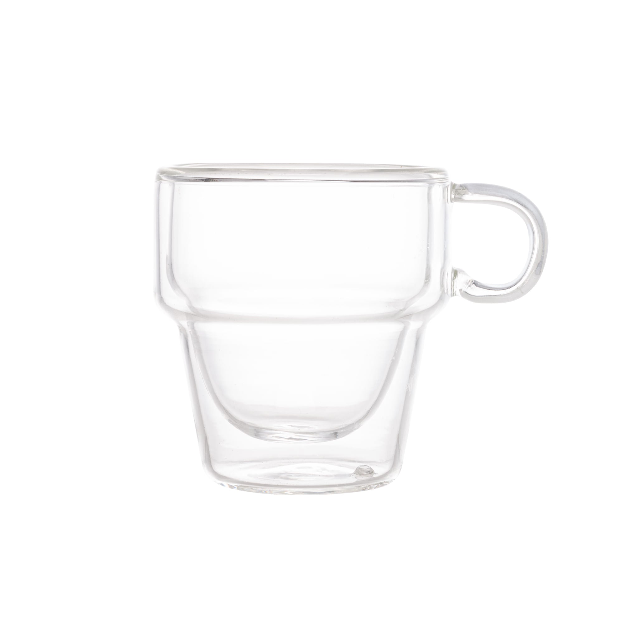Jogo 2 Xícaras de Café Empilhável Parede Dupla Vidro Borossilicato 90ml - Ela Decora