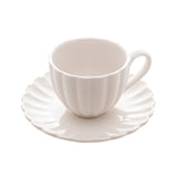 Jogo 2 Xicaras de Café Porcelana com Pires Petala Branco 90ml - Ela Decora