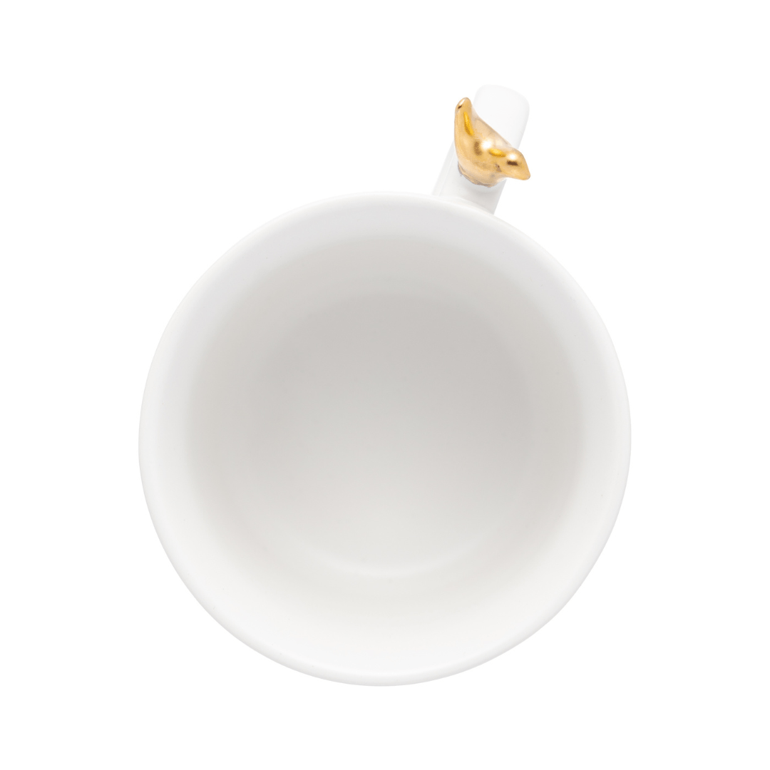 Jogo 2 Xícaras de Chá com Pires Colibri Cerâmica Branca 170ml - Ela Decora