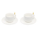 Jogo 2 Xícaras de Chá com Pires Colibri Cerâmica Branca 170ml - Ela Decora