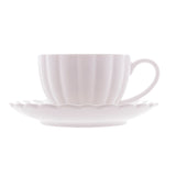 Jogo 2 Xicaras de Chá Porcelana com Pires Petala Branco 160ml - Ela Decora