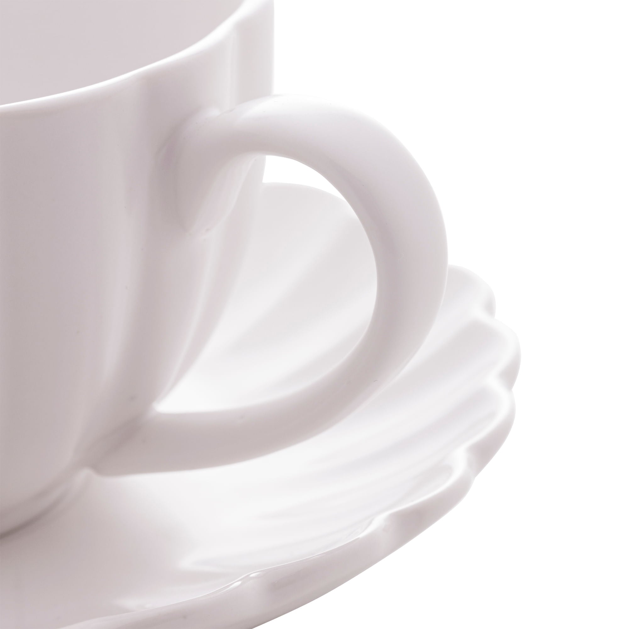 Jogo 2 Xicaras de Chá Porcelana com Pires Petala Branco 160ml - Ela Decora