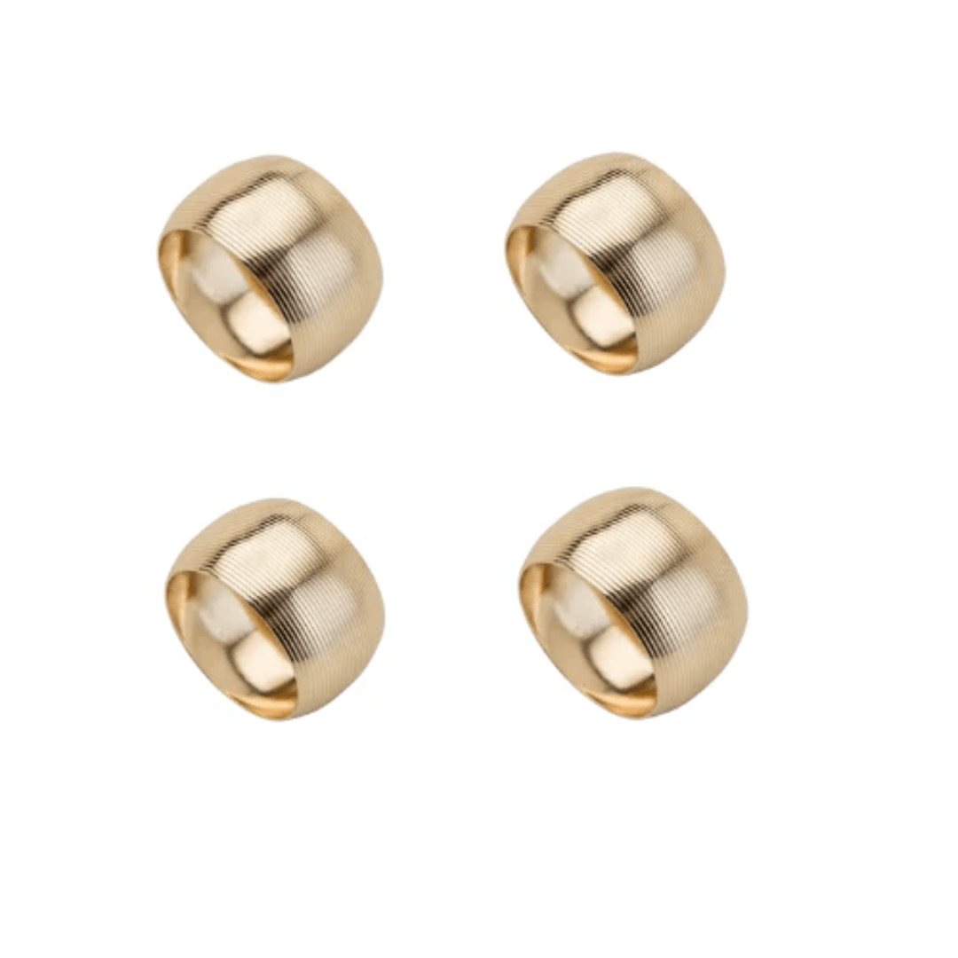 Jogo 4 Anéis para Guardanapo de Aço Circle Dourado 4,5cm - Ela Decora
