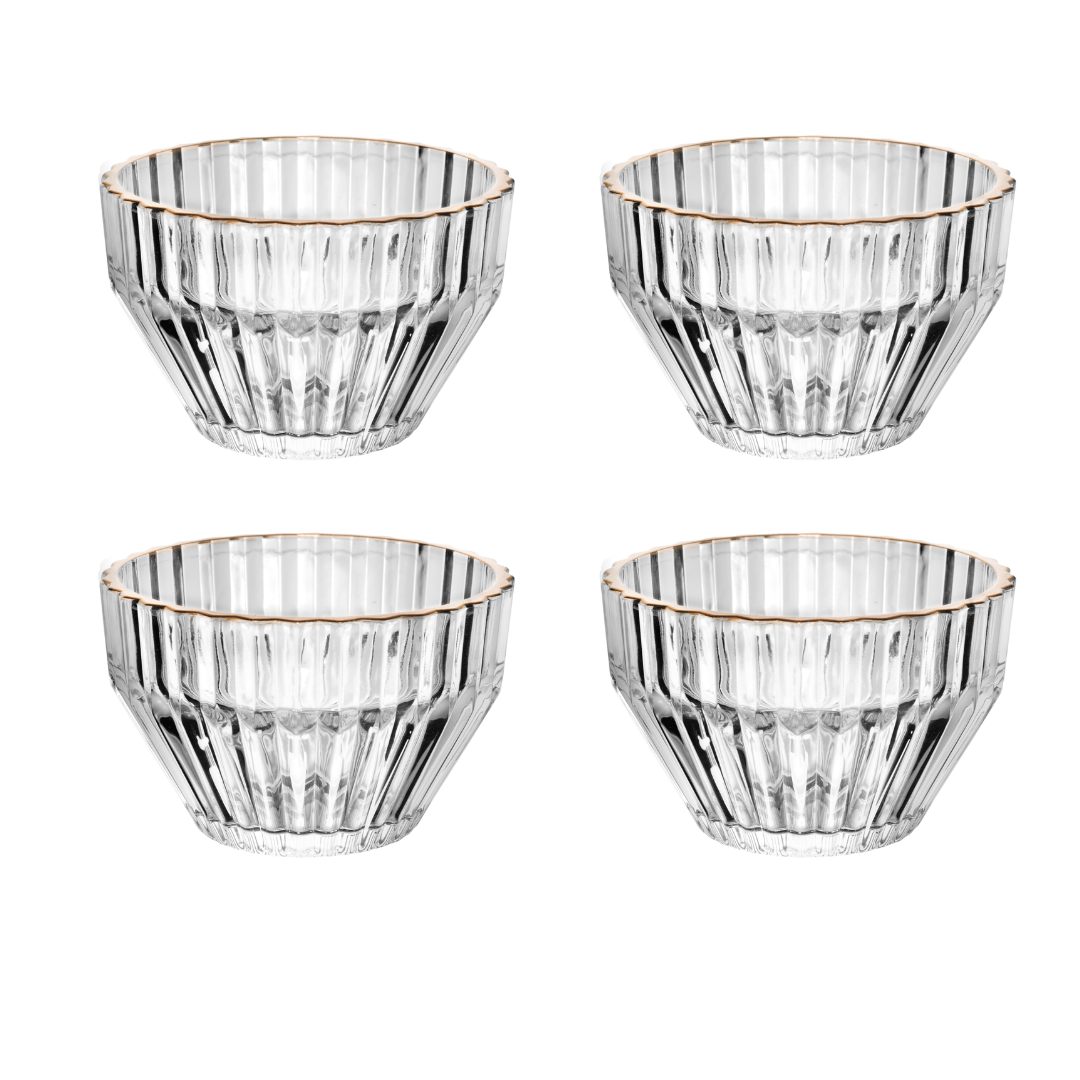 Jogo 4 Bowls de Cristal Imperatriz Fio de Ouro 11cm - Ela Decora