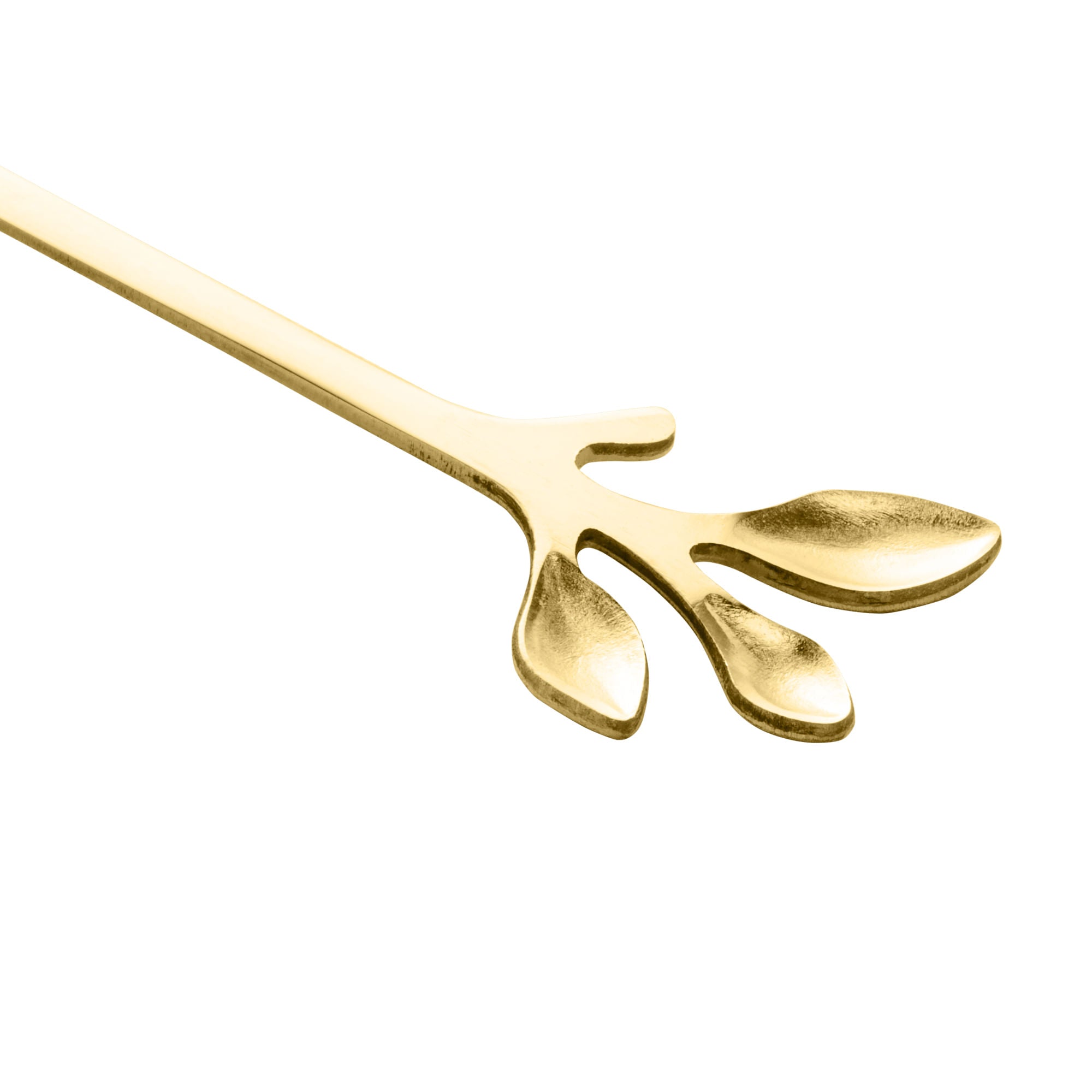 Jogo 4 Colheres Para Chá Aço Inox Leaves Dourado - Ela Decora
