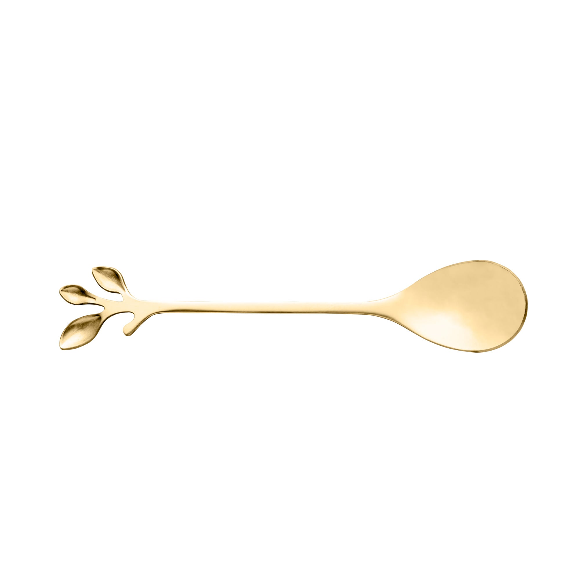 Jogo 4 Colheres Para Chá Aço Inox Leaves Dourado - Ela Decora