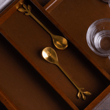 Jogo 4 Colheres Para Chá Aço Inox Leaves Dourado - Ela Decora