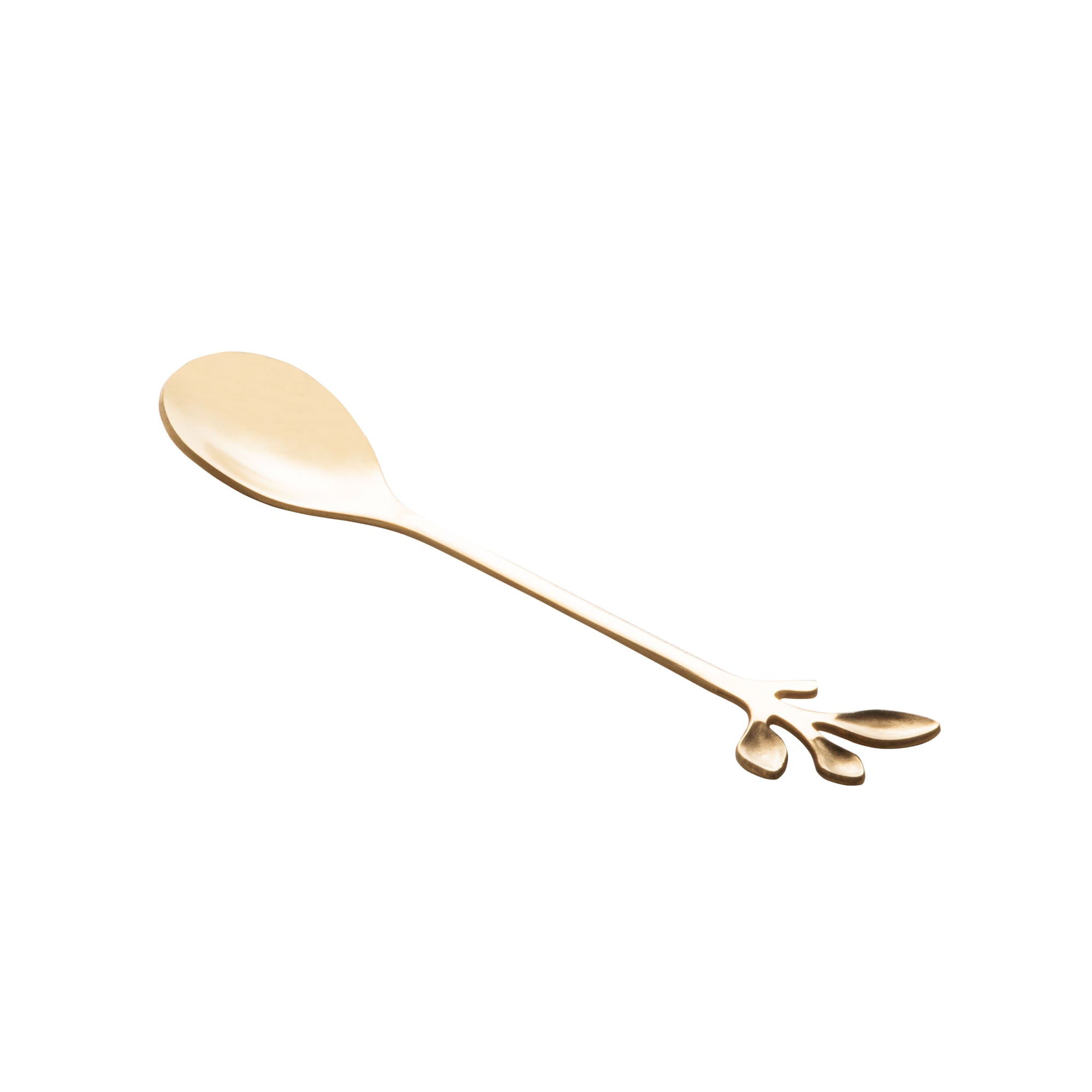 Jogo 4 Colheres Para Chá Aço Inox Leaves Dourado - Ela Decora