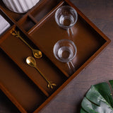 Jogo 4 Colheres Para Chá Aço Inox Leaves Dourado - Ela Decora