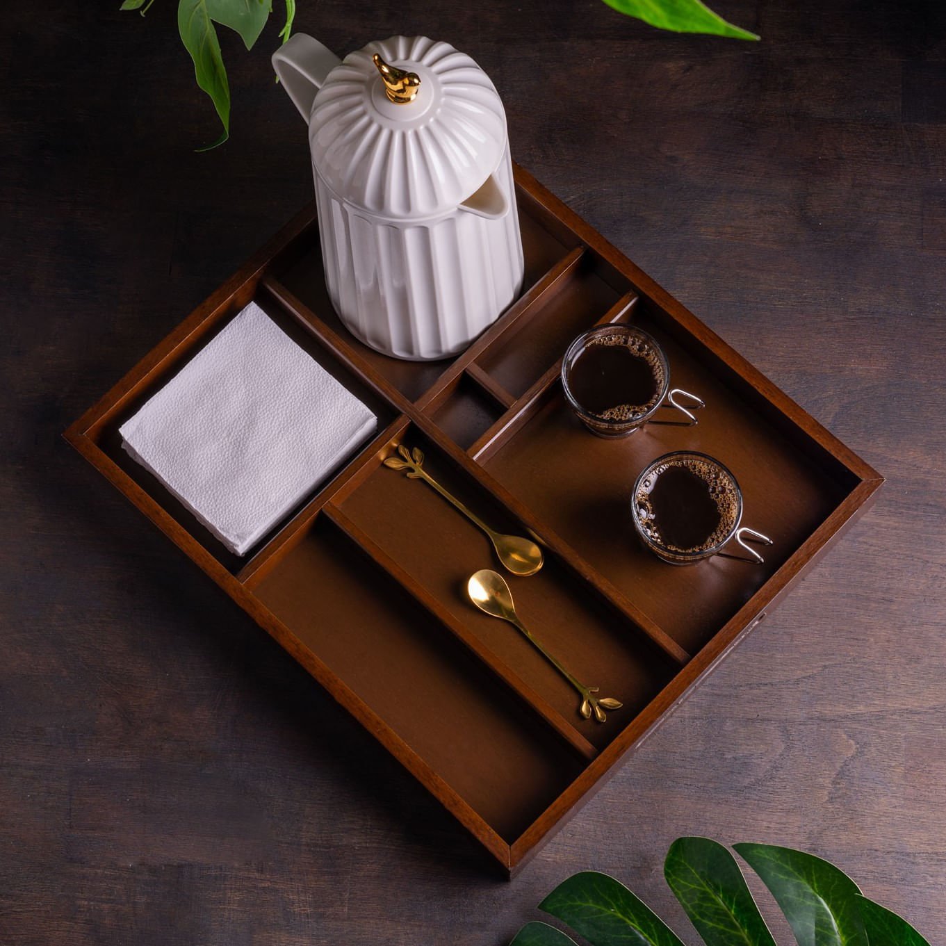 Jogo 4 Colheres Para Chá Aço Inox Leaves Dourado - Ela Decora