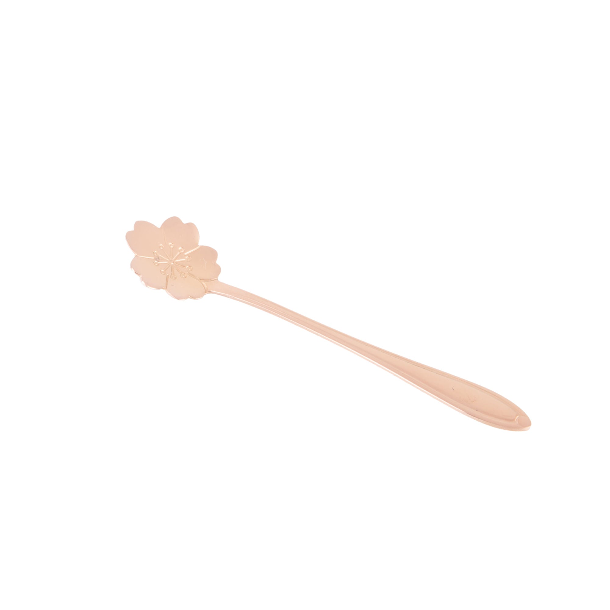 Jogo 4 Colheres Para Chá Flores Aço Inox Rose Gold - Ela Decora