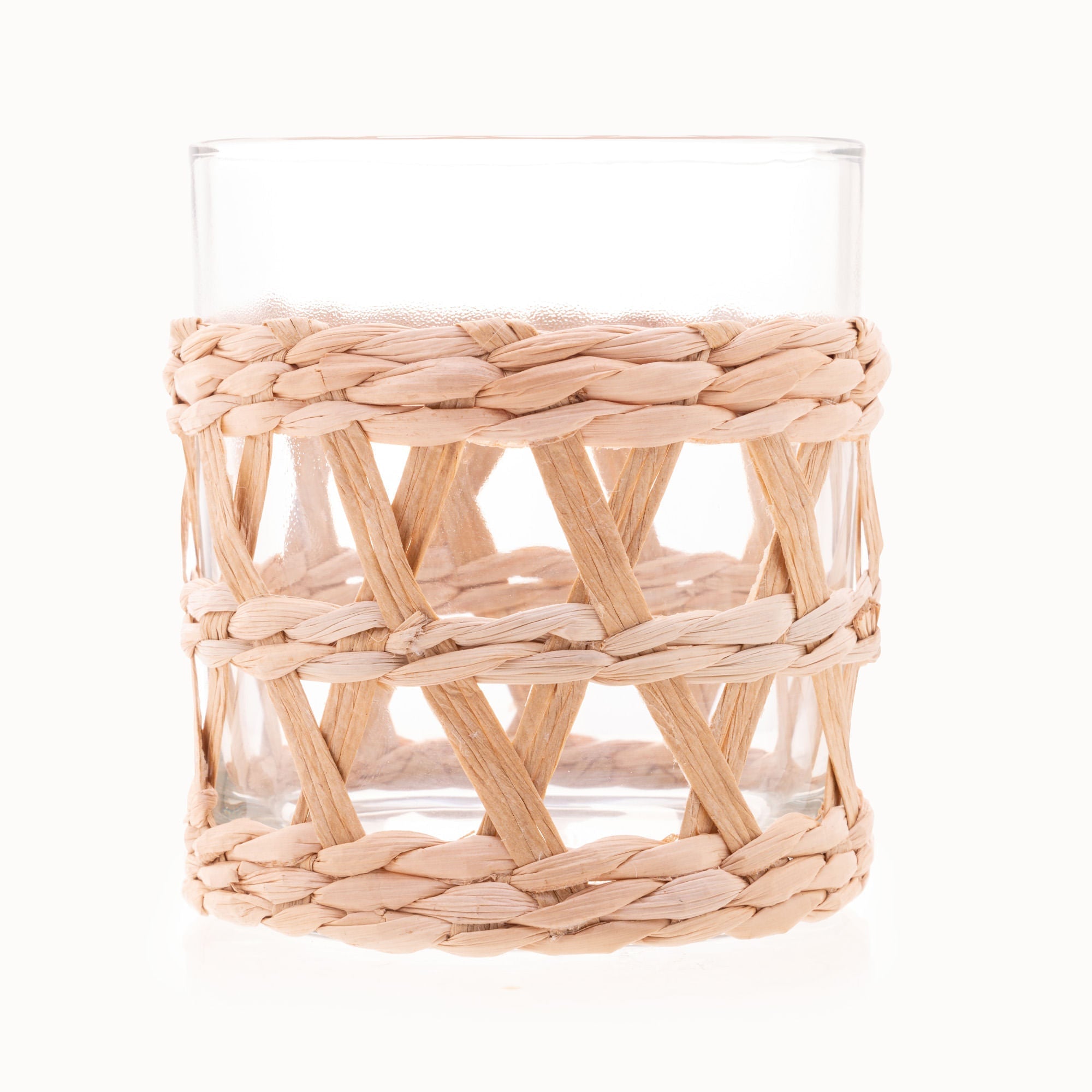 Jogo 4 Copos Baixos de Vidro com Sisal 320ml - Ela Decora