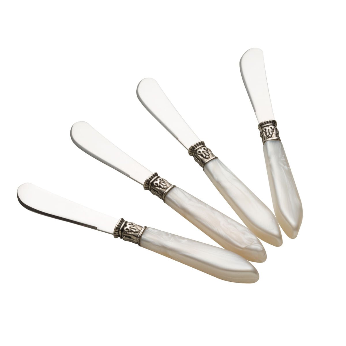 Jogo 4 Espatulas em Aço Inox com Cabo de Plastico Mother Pearl Marfim 16cm - Ela Decora