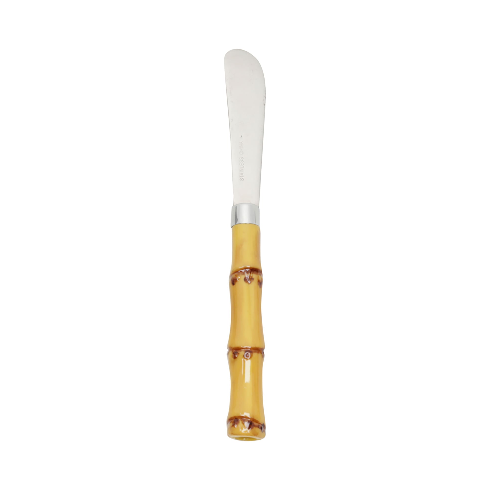 Jogo 4 Espátulas Luxo Bambu em Aço Inox com Cabo de Plástico 16cm - Ela Decora