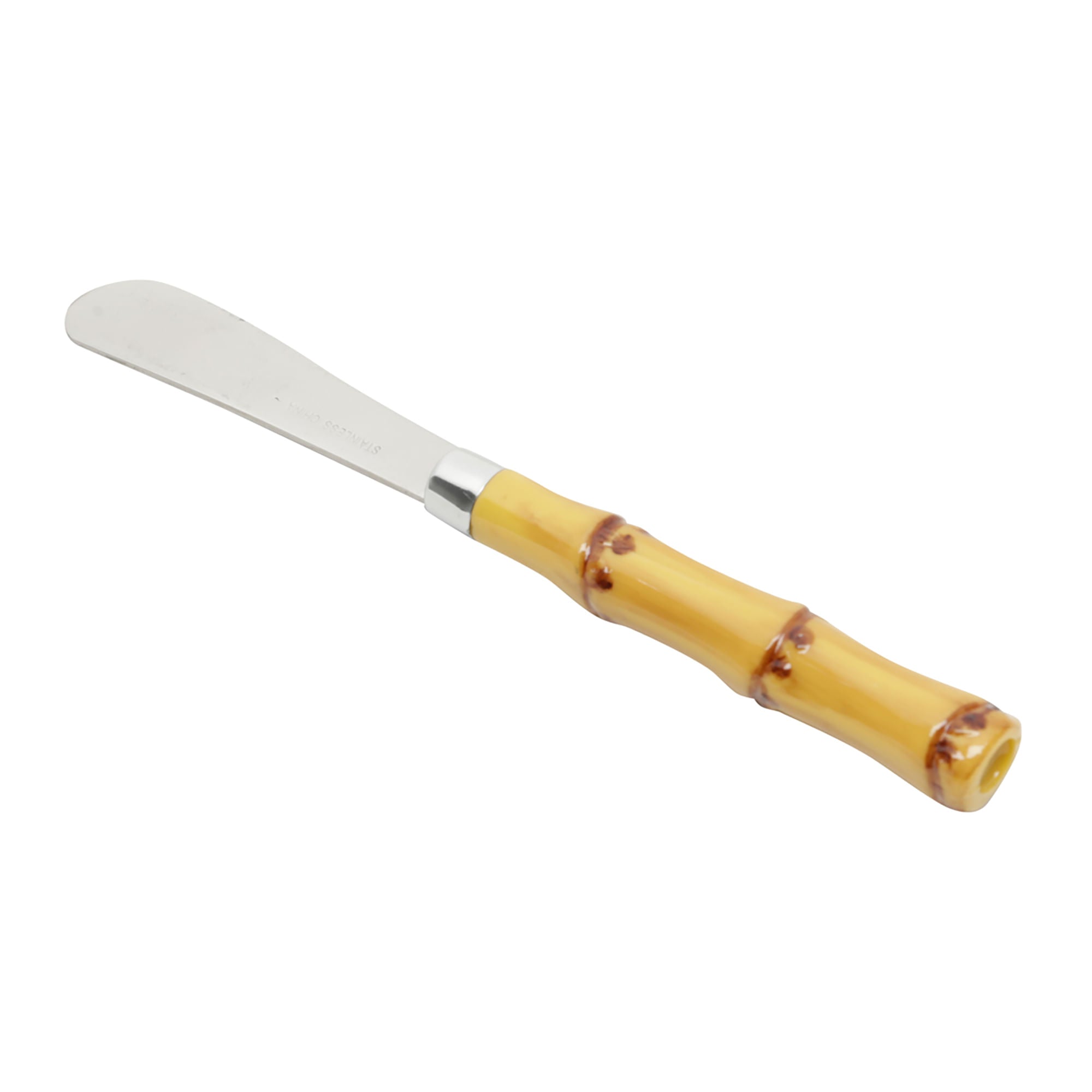 Jogo 4 Espátulas Luxo Bambu em Aço Inox com Cabo de Plástico 16cm - Ela Decora