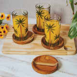 Jogo 4 Porta Copos Madeira Teca 11cm - Ela Decora