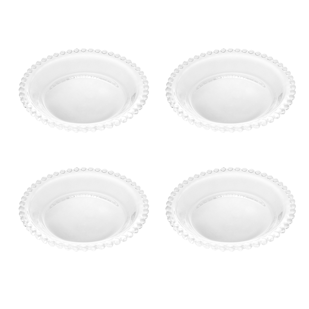 Jogo 4 Pratos em Cristal Pearl 14cm - Ela Decora