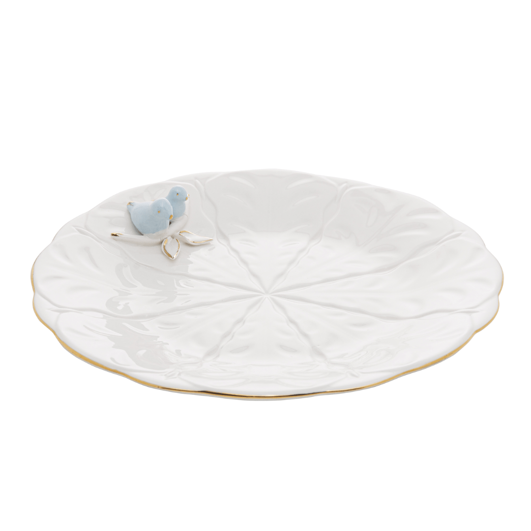 Jogo 4 Pratos para Sobremesa Bird Porcelana Branco 20cm - Ela Decora