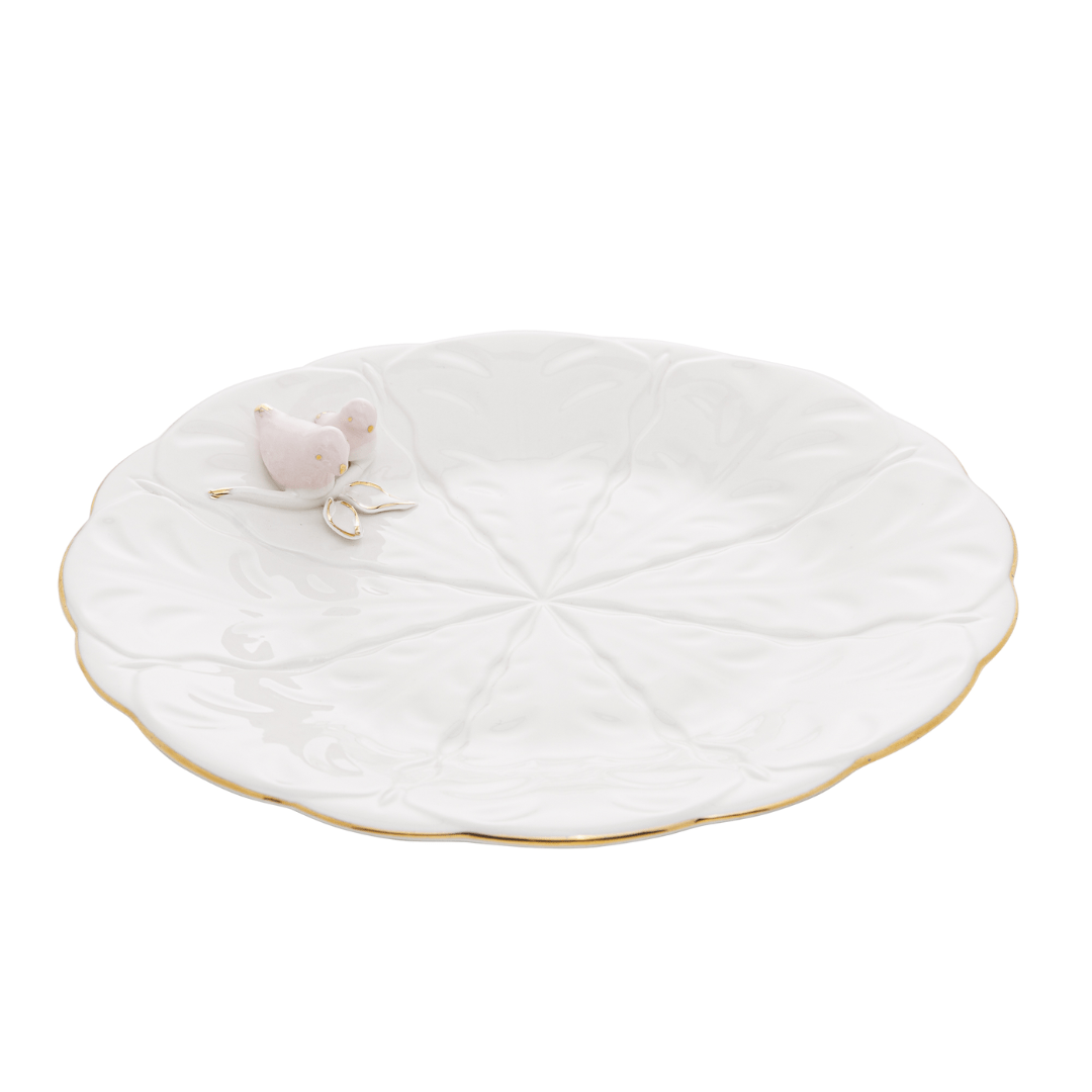 Jogo 4 Pratos para Sobremesa Bird Porcelana Branco 20cm - Ela Decora
