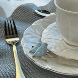 Jogo 4 Pratos para Sobremesa Bird Porcelana Branco 20cm - Ela Decora