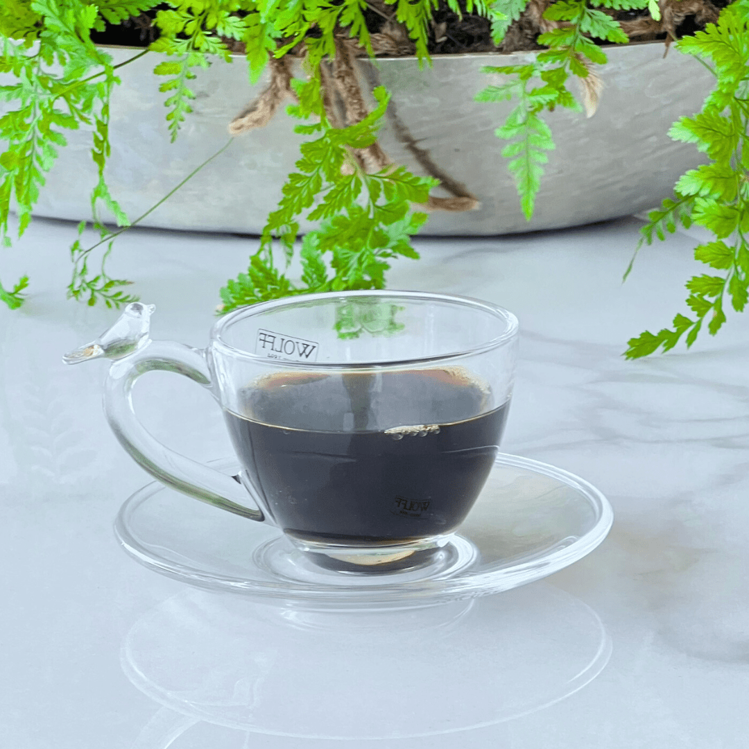 Jogo 4 Xícaras de Café Bird com Pires Cristal 80ml - Ela Decora