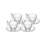 Jogo 4 Xícaras de Café Bird com Pires Cristal 80ml - Ela Decora