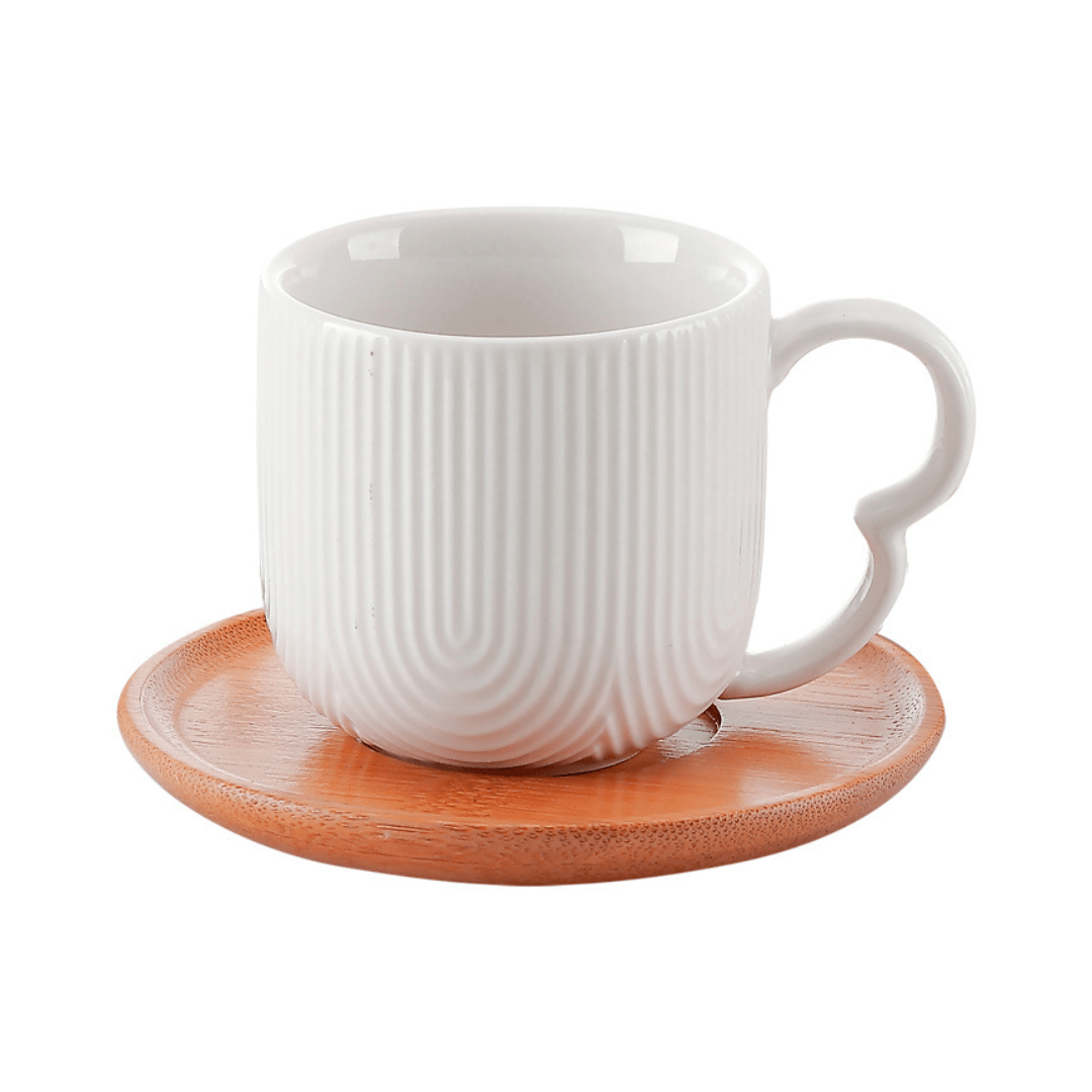 Jogo 4 Xicaras de Café com Pires de Cerâmica Oasis Branca 90ml - Ela Decora