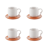 Jogo 4 Xicaras de Café com Pires de Cerâmica Oasis Branca 90ml - Ela Decora