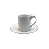 Jogo 4 Xícaras para Café com Pires Rammoudie Borboleta New Bone Borda Dourada 100ml 8 Peças - Ela Decora