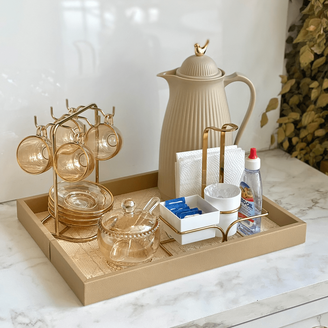 Jogo 4 Xícaras para Café Menfis Cristal Âmbar com Borda Dourada 85ml - Ela Decora