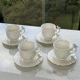 Jogo 4 Xicaras para Chá em Porcelana Birds Branca 200ml - Ela Decora