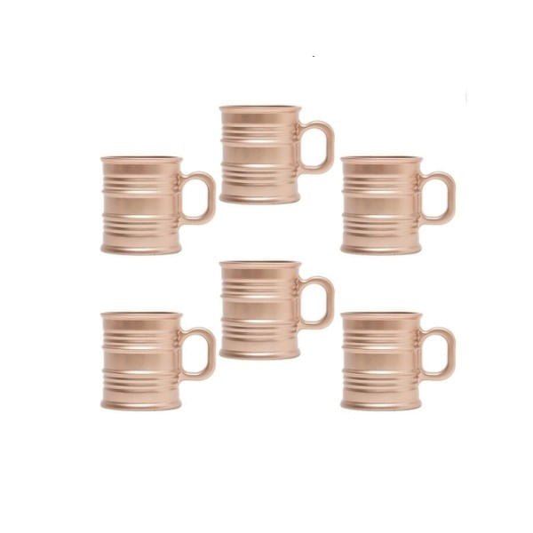 Jogo 6 Canecas de Vidro Borossilicato Vintage Rose Gold 245ml - Ela Decora
