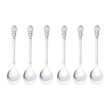 Jogo 6 Colheres de Café Zamac Crystal Niquelado 11cm - Ela Decora