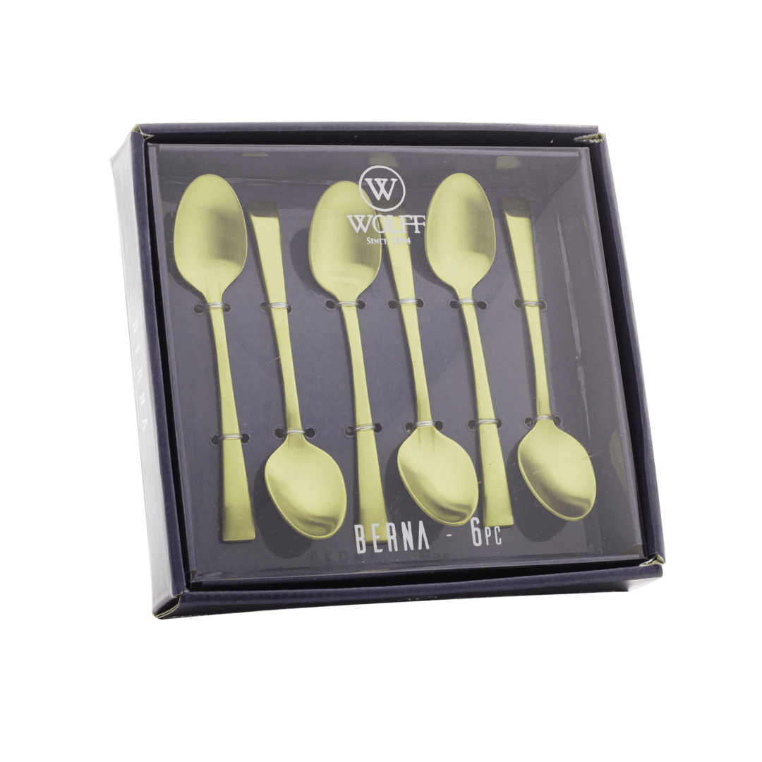 Jogo 6 Colheres para Café Berna Aço Inox Champanhe Fosco - Ela Decora