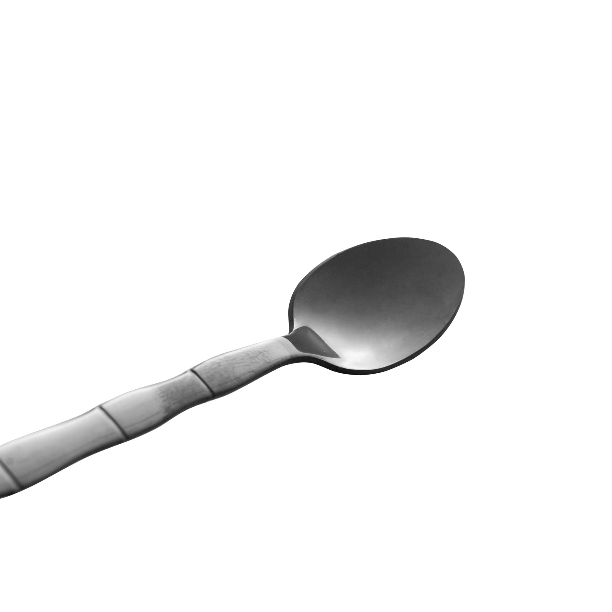 Jogo 6 Colheres para Chá Estilo Bambu Aço Inox Elegant Preto Ônix 12,5 cm - Ela Decora